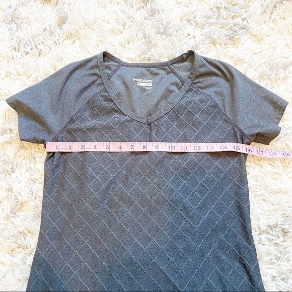 Head | Dark Gray Short Sleeve Vneck Workout Top Size Small - Picture 12 of 13